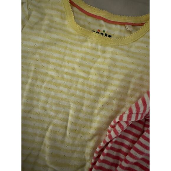Mini Boden yellow and pink stripe pointelle shirt size 8/9 - Picture 4 of 4